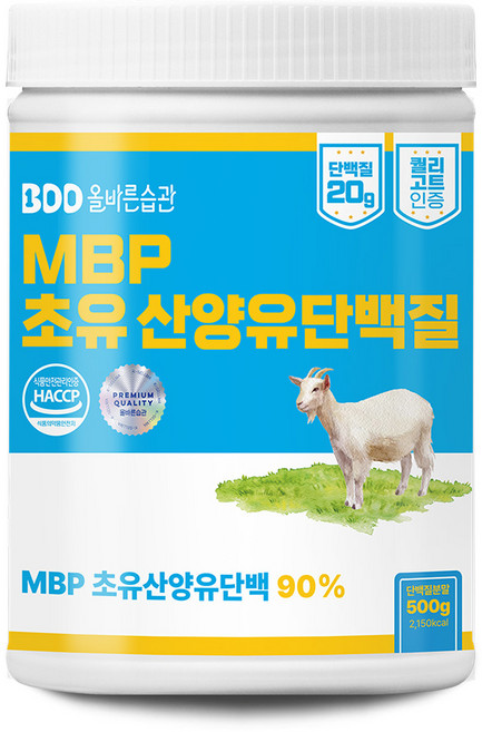 올바른습관 MBP 저당 초유산양유 단백질분말 식약처인증 고단백20% HACCP, 1개, 500g