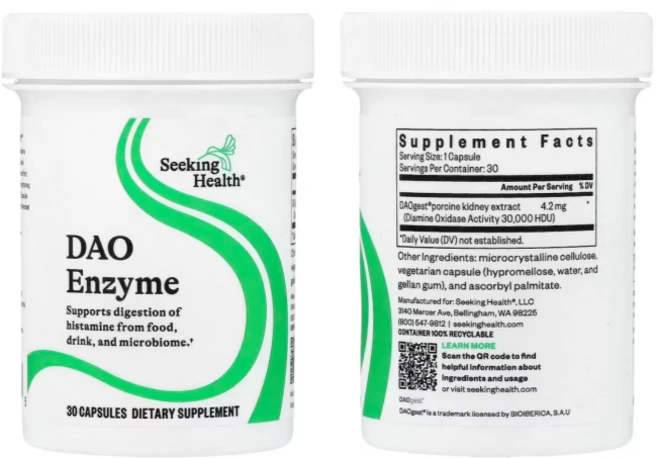 Seeking Health DAO 효소 포뮬러 / 히스타민 민감 체질용 영양 캡슐, 30정, 1개 - 쿠팡