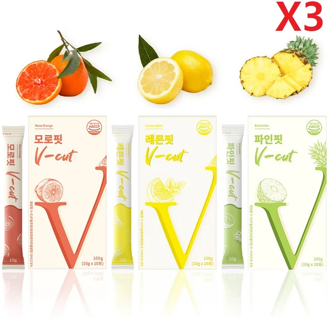 브이컷 3종세트(모로핏 파인핏 레몬핏 각10g*10팩-100g) 300g-3개(9박스), 3세트, 300g - 쿠팡