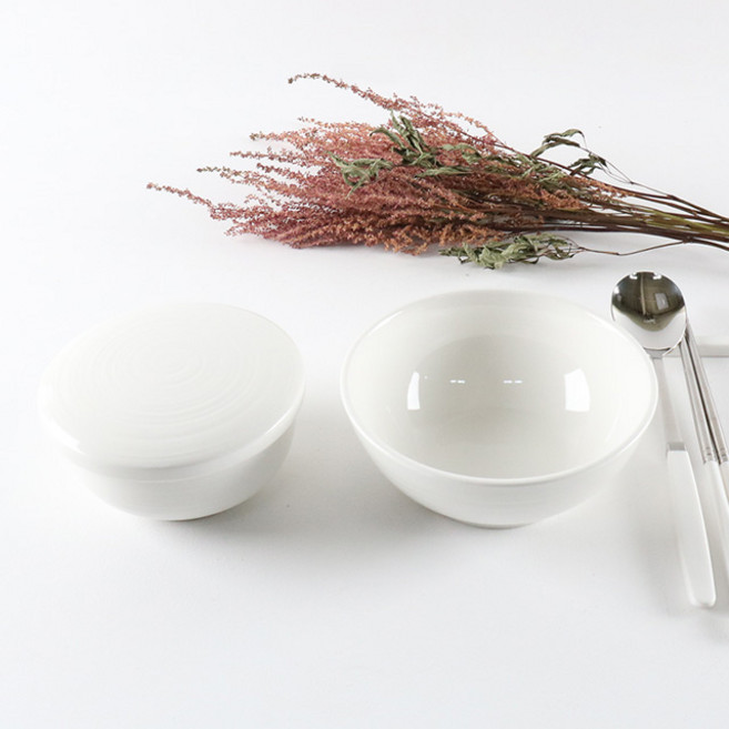 세한 백자 화이트 국산 도자기 사발 공기(뚜껑포함) / 대접 택1, 뚜껑공기, 1개