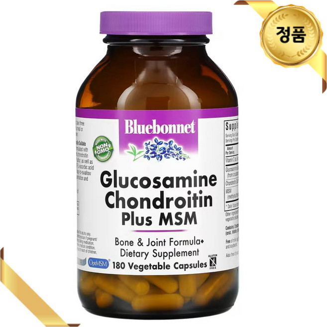 블루보넷 글루코사민 콘드로이친 Opti MSM 180베지캡슐 엠에스엠 식이유황 황산 콘드로이틴 비타민c 아스코르 브산 빅산 메틸설포닌메테인, 1개