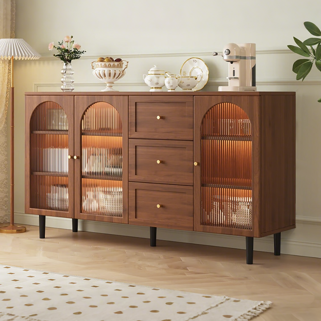 거실 북유럽 다용도 수납장 주방 예쁜그릇장 찬장 수납선반, 갈색B03