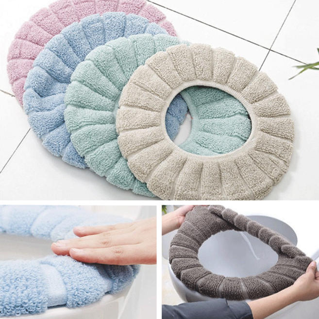 겨울용 푹신푹신 보온 변기커버 세탁가능 극세사 따뜻한 양변기 시트 포근한 비데덮개