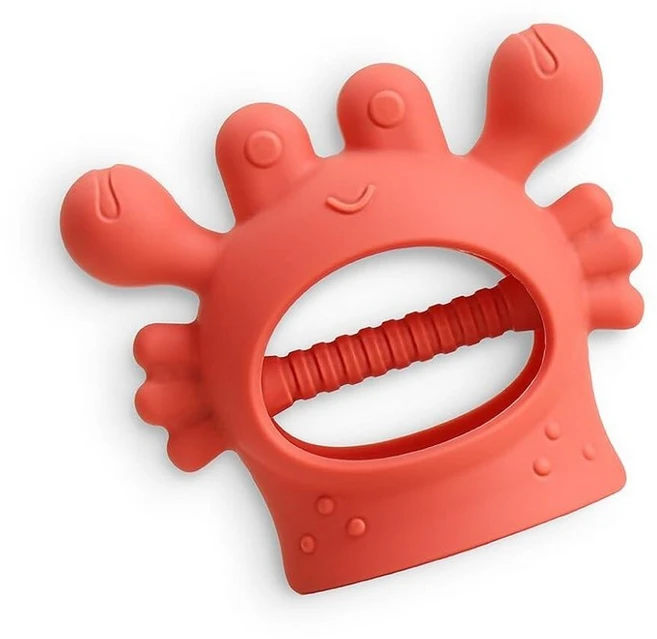 Itzy Ritzy Bitzy Grip 손 치발기 - 아기용 실리콘 치발기 - 잡기 쉬운 핸드 그립이 있는 발달 치발기 장난감 3개월 이상 아기를 위한 디자인 (게) - 쿠팡