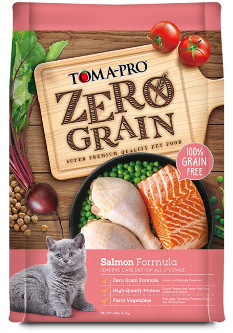 TOMA-PRO ZERO GRAIN 鮭魚配方 貓乾糧 - 全齡低敏照護, 6.4kg, 1個, 鮭魚