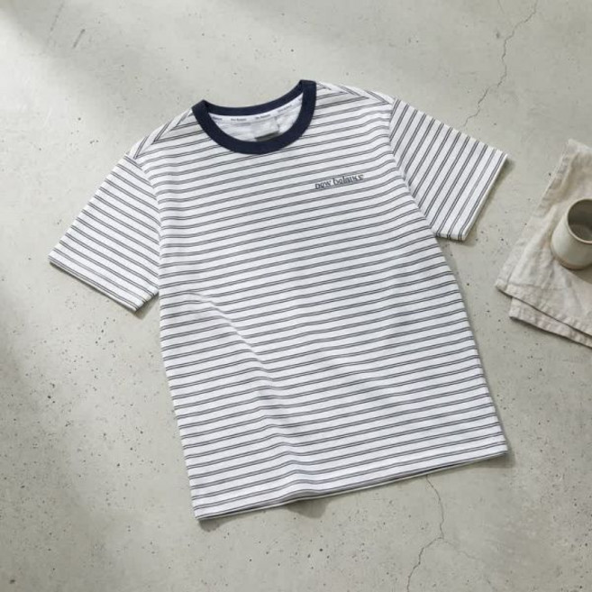 뉴발란스 NBNEG2W422 여성 에센셜 베이직 스트라이프 반팔티 NAVY 59