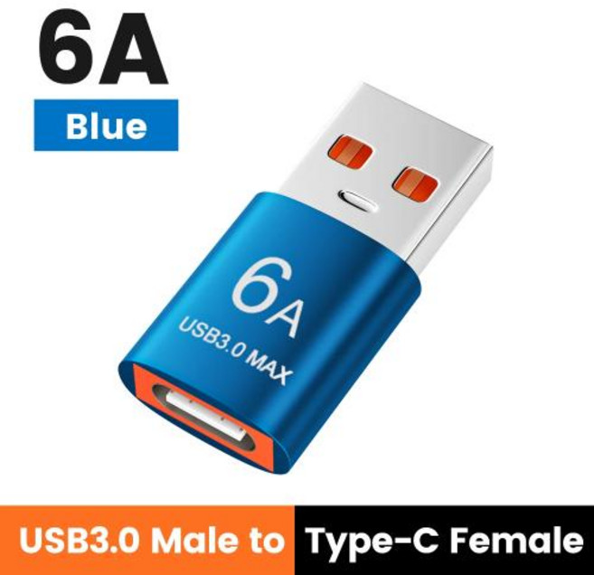 USB 3 0 C타입 어댑터 노트북용 OTG 수 C 암 변환기 6A 고속 충전, 1PCS Blue, 1개