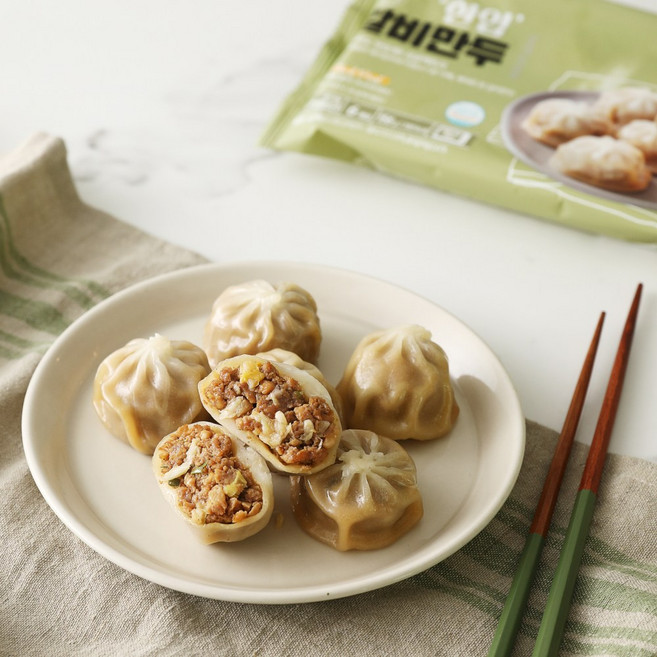 싱글팩토리 한입 만두 갈비 땡초 고기 김치 간식 야식 전자레인지 간편조리 편의점 PC방, 한입 갈비만두, 1개, 156g