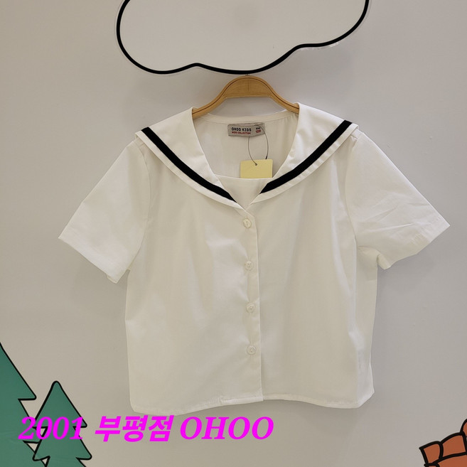 오후 부평점 스타일을 살려주는 깔끔 단정룩##세일러 여아 반팔 블라우스