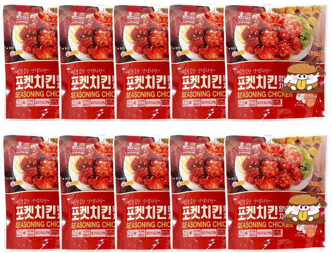 한맥 양념치킨맛 포켓치킨 180g 10개 편의점 에어프라이어 냉동순살, 1.8kg, 1세트