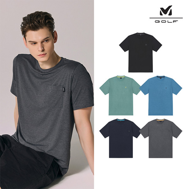 [밀레골프] 여름 라운드넥 반팔 티셔츠 남성 5종세트