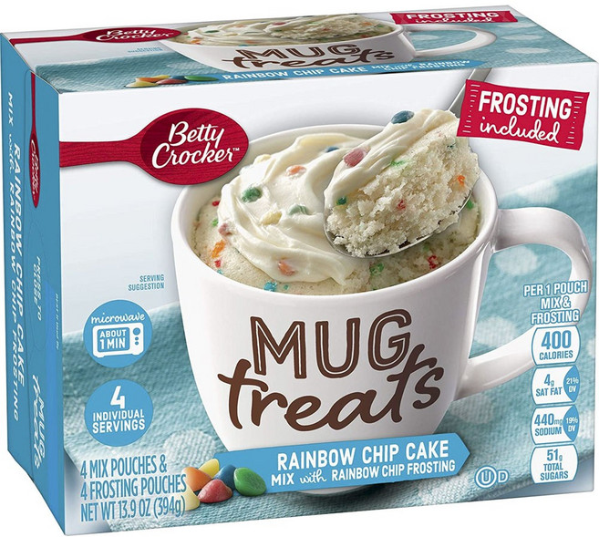 베티크로커 머그 트리츠 레인보우 칩 케이크 믹스 + 프로스팅 4개입, 1개, 394g