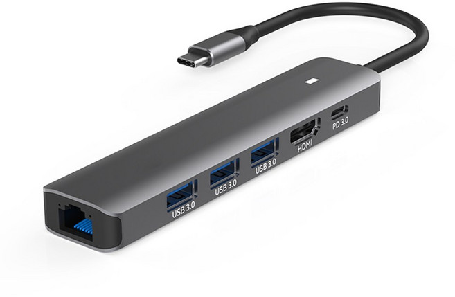 아이노트 USB C타입 6 in1 멀티허브 CH61P, 다크그레이, 1개