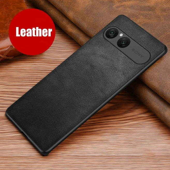 소니 엑스페리아 10 VII 5G용 고급 가죽 폰 케이스1 울트라 슬림 커버VIIV10III1V용, 06 Xperia 1 III, 01 Black
