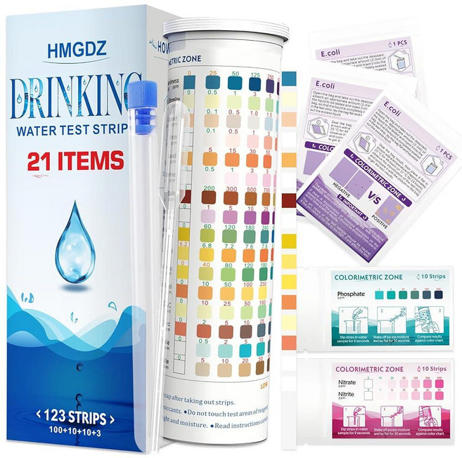 RQF All-New 21 in 1 Drinking Water Testing Kit 123 Strips Home Tap and Well Test Kit Easy to Read, RQF All-New 21 in 1 Drinking W