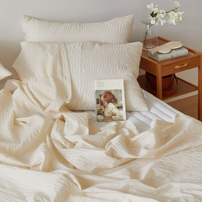 메리제인 셔링시어서커 여름 홑이불세트(SS/Q/K) 6종, 05. 드라이로즈, SS홑이불베개세트