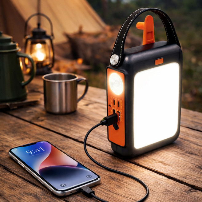 캠핑 랜턴 led 비상조명 휴대폰 충전 가능한 휴대용 손발전기 자가발전기 점퍼킹 (국산), 블랙, 1개