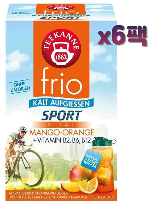 Teekanne 독일 frio 스포츠 망고 오렌지티 18티백 x6팩, 18개입