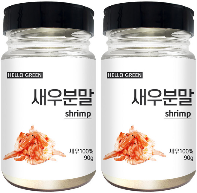 헬로우그린 국산 새우 분말 통, 90g, 2개