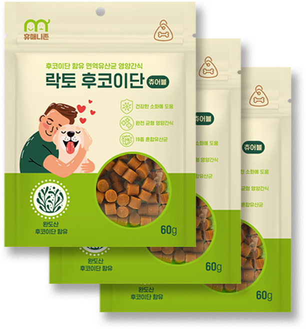 단호박 야채 강아지 단백질 고구마 면역력 건강간식 휴매니존 락토 후코이단 츄어블 3개, 60g