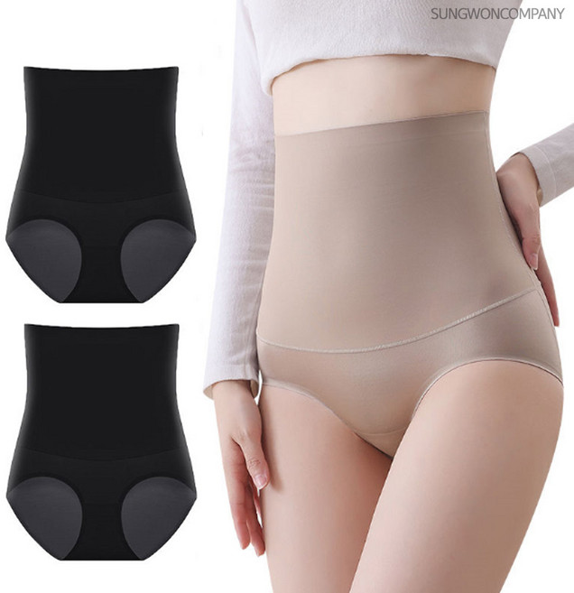 이너퀸 프리수 빅사이즈 보정 하이웨스트 심리스 노라인 무봉제 복부 뱃살 똥배 팬티 바디쉐이퍼 1100복부팬티 2매 세트