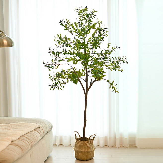 아르띠콜로 조화 올리브 나무+해초 바구니 세트, 180xm, 1개, 180cm