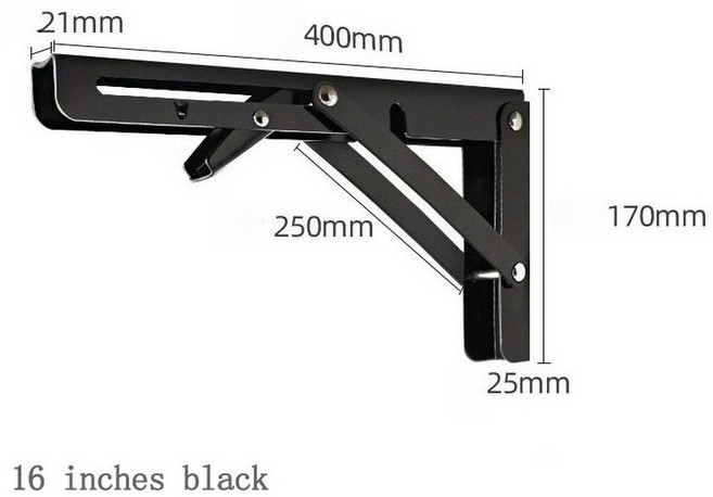 2개 조절 가능한 접이식 각도 브래킷 8-16 헤비 듀티 삼각형 선반 지지대 벤치 테이블 가구용 벽걸이형, SIZE