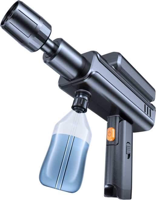 Mini口袋速洗機 高壓便攜洗車機, 黑色, 12000mah電量+5米套裝+可摺疊