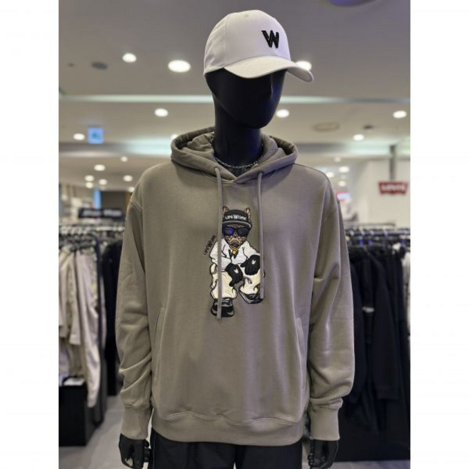 [라이프워크] 남여공용 글로브 힙독 오버핏 후드 맨투맨 카키 (LW251HD106)