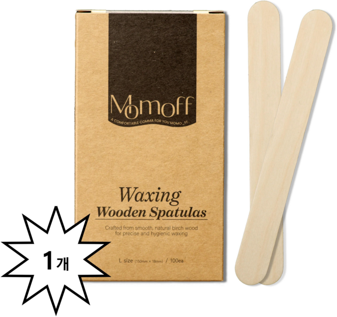 [모모프] 왁싱 우드스파출라 L 100개입 프리미엄 자작나무 일회용스틱 150x18mm, 1개