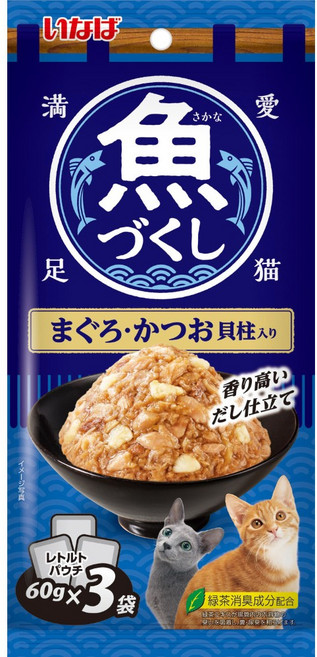 CIAO 魚盛 貓餐包 鮪魚鰹魚 香味日式高湯 60g x 3袋, 1個