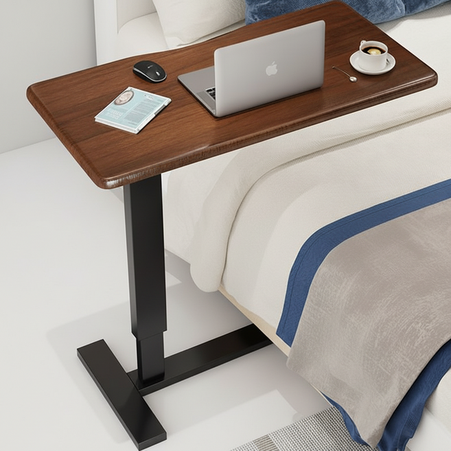 이동식 사이드테이블 접이식테이블 침대테이블 1인테이블 높이조절 ㄷ JJ0109, 상판-월넛 / 다리-블랙