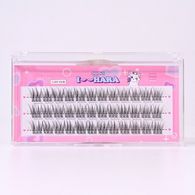 아이하라 가로3줄 노글루 더블래쉬 부분속눈썹 원터치 가닥 속눈썹, 2개, 블랙