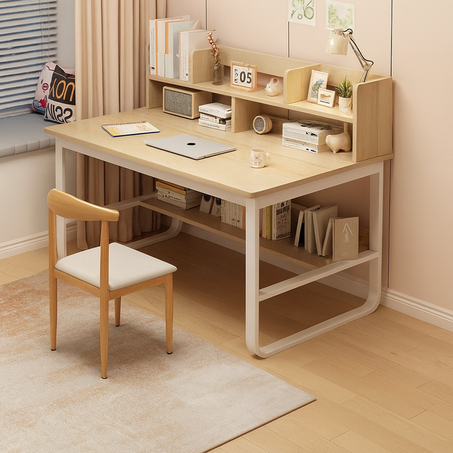 고등학생 공부용 멀티수납 학생 책상 사무용 컴퓨터 데스크, 브라운