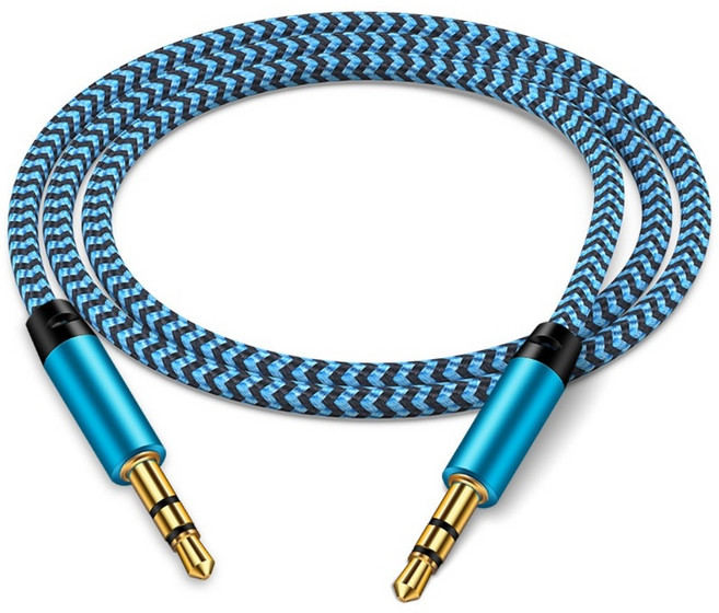 ANNIBER 3.5mm AUX 스테레오 오디오 케이블 단선방지 차량용 옥스선, 1.5m, 1개, 블루