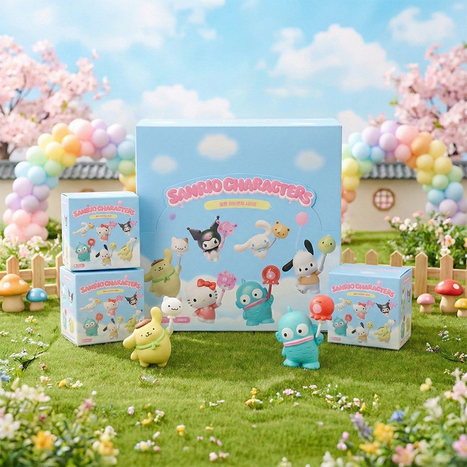 산리오 캐릭터즈 풍선잡고 랜덤 피규어키링, 1개