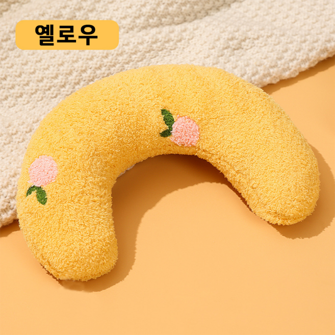 오늘도 뒹굴뒹굴 고양이 강아지 쿠션 미니 목베개, 1개, 옐로우