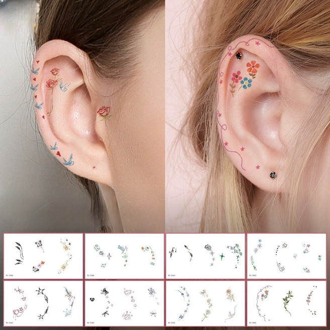 MIRWAY 문신 귀 타투스티커 5장세트, 1개, WS-FB