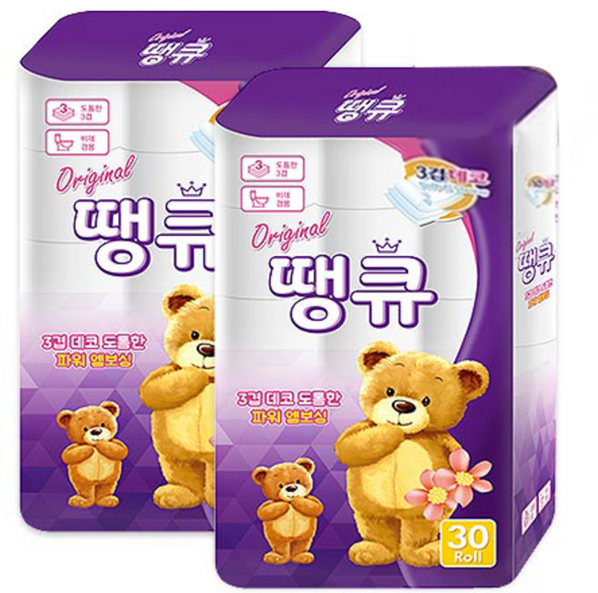 오리지널 땡큐 화장지 14m, 14m+14m, 30개입, 1개
