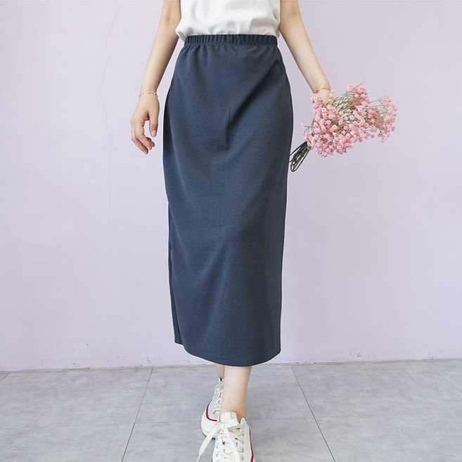 빅걸스토리 여성 빅사이즈 밴딩 스판 H라인 데일리 스커트