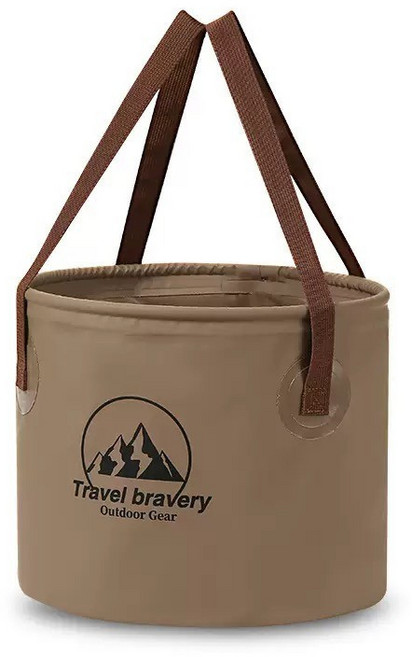 Travel bravery 戶外折疊水桶 大容量 攜帶方便 加固耐用, 咖啡色