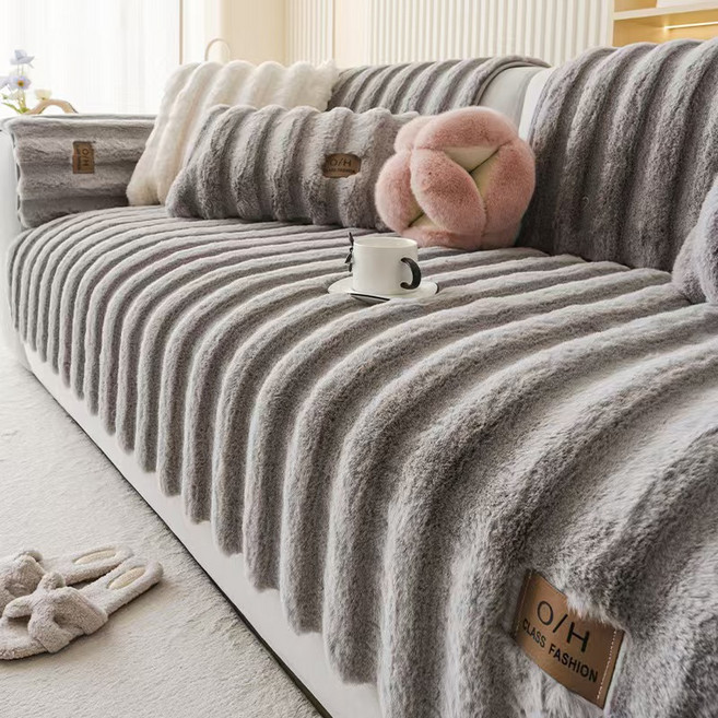 FEIFAN 모던 털빠짐 적은 미끄럼 방지 극세사 겨울 소파패드 4인용