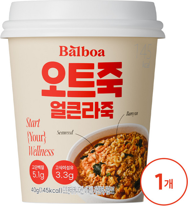 발보아 저당 오트밀 죽 얼큰라죽, 1개, 40g