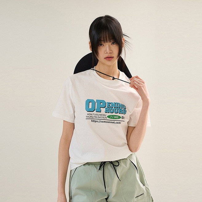 [꼼소넛] 오프닝 아워 나염 하프 코튼 티셔츠 CSOt-310 (아이보리) [남녀공용]
