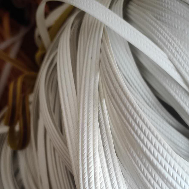 編織藤條環保仿藤手工材料 寬8mm厚1mm 約85-90米/斤, 四股純白色壓紋扁線, 1個