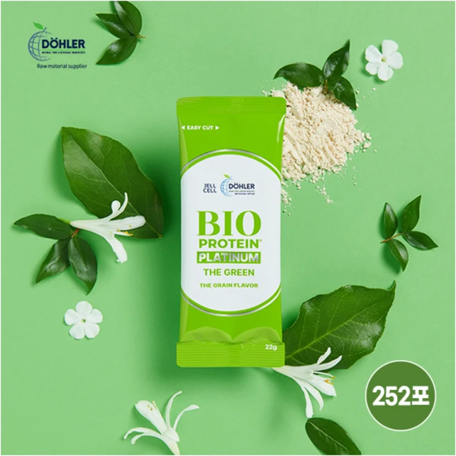 [돌러] ★최고함량 UPGRADE★ 바이오 단백질 플래티넘 더 그린 252포 + 보틀 1병, 252개, 22g - 쿠팡
