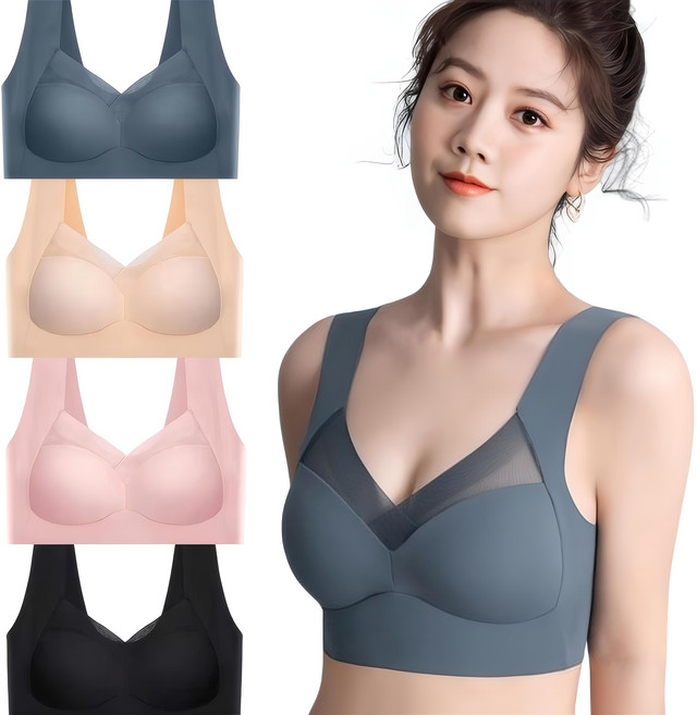 ROOICE여성속옷브라 노와이어 스포츠 심리스 브래지어 빅사이즈4종세트WHXD