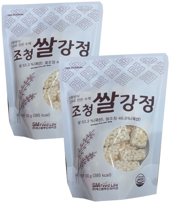 에스엠푸드라이프 전통방식 그대로 만든 수제 조청쌀강정, 100g, 2개