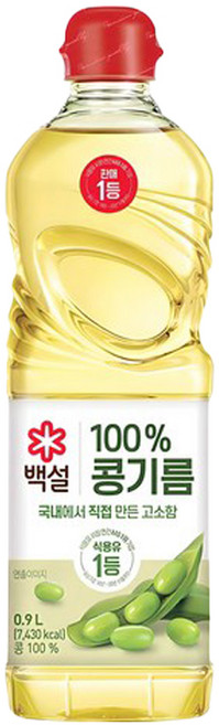 백설 콩기름 900ml 식용유 요리유 기름, 1개