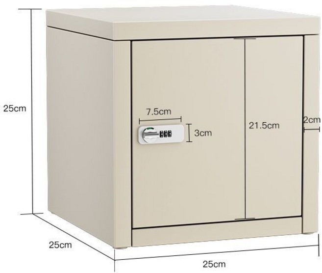 迷你保險櫃 小型密碼鎖儲物櫃 桌麵收納 學生家用, 米色密碼鎖【25*25*25】